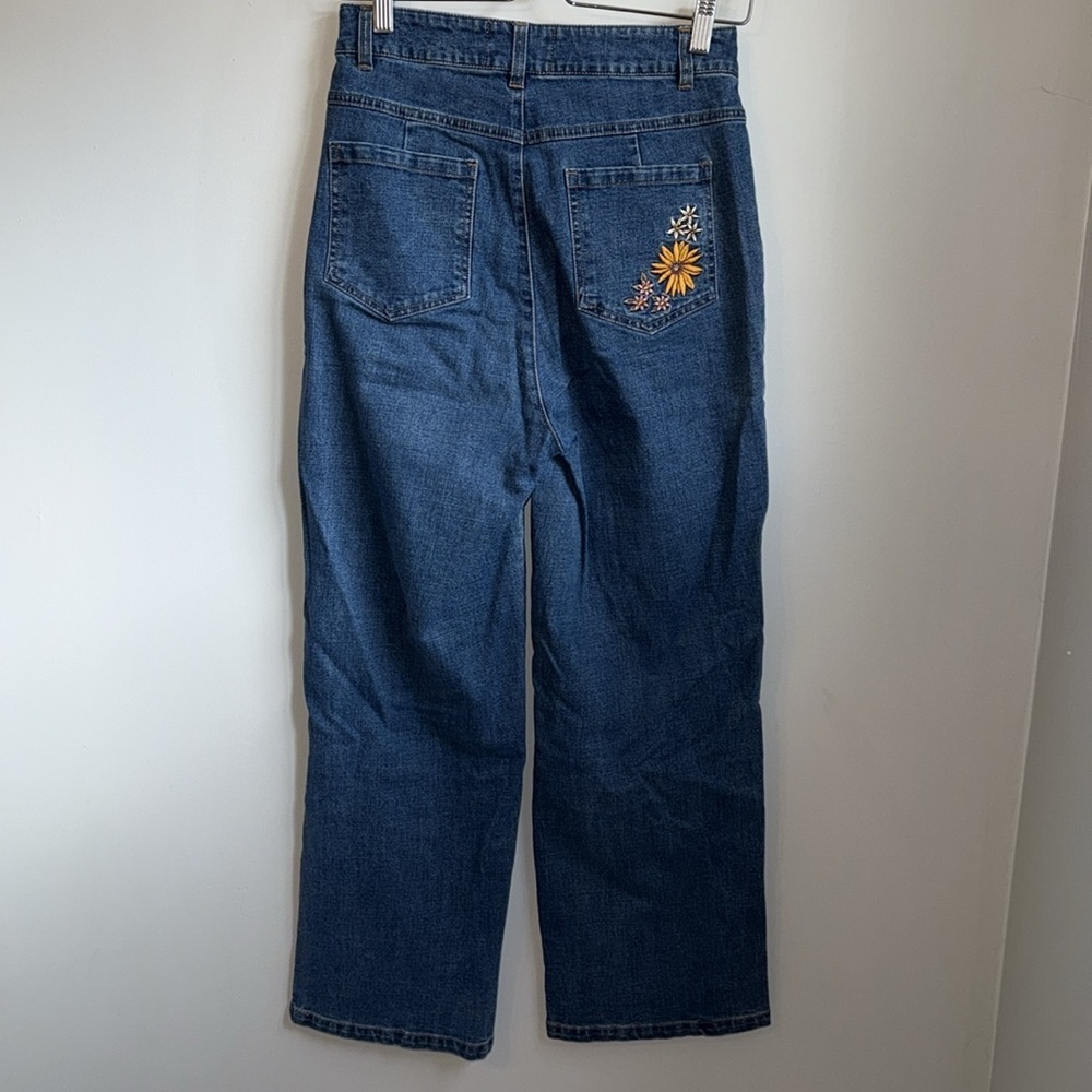 ModCloth x Princess Highway Floral Embroidered Wide-Leg Jeans SZ 8 - Picture 8 of 8